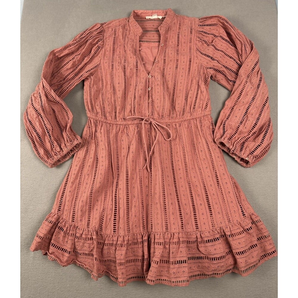 Anthropologie Forever That Girl Eyelet Mini Dress S Terracotta Boho Cottage